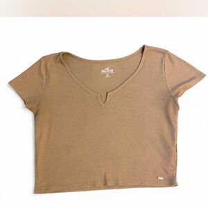 Hollister Women's Tan Ribbed Crop Top